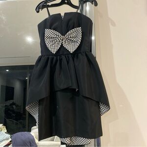 Cache Elegant Black Womens Dress with Gingham Accent size 6